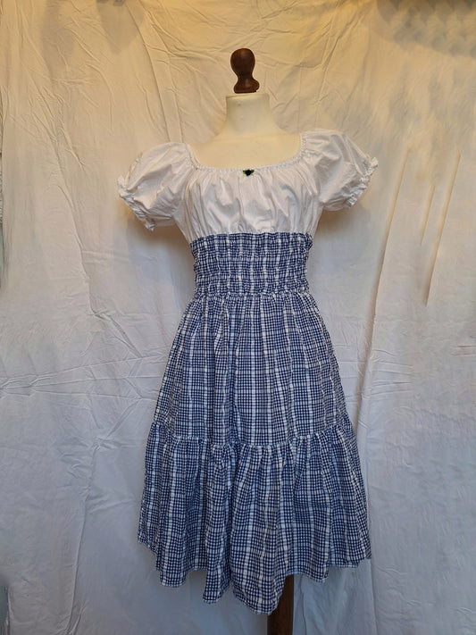 Sukienka milkmaid niebieska krata M/L