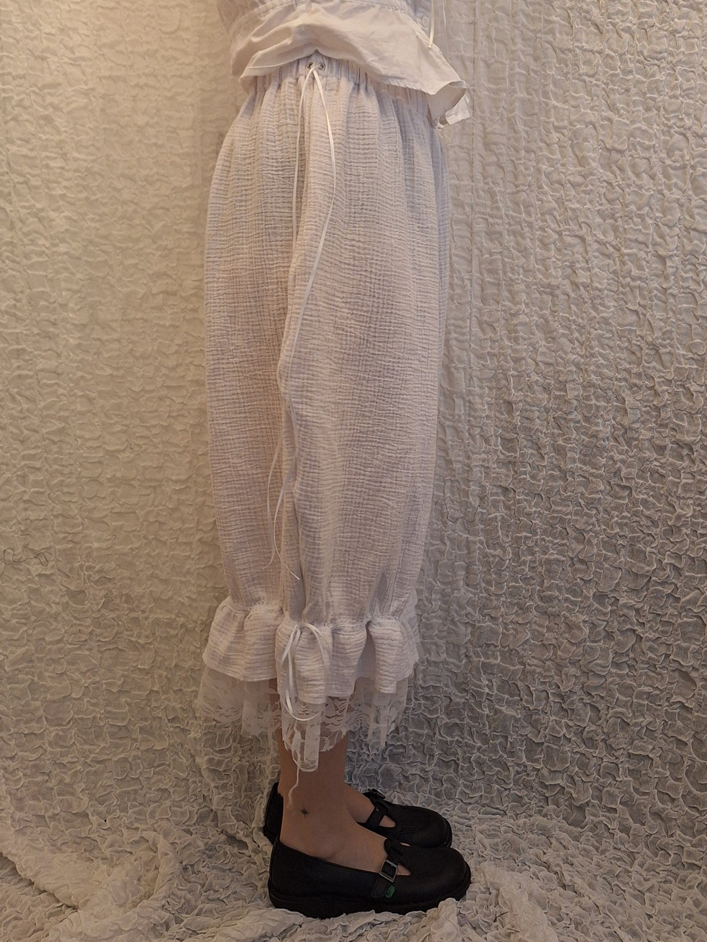 Szerokie spodnie PETAL WHITE