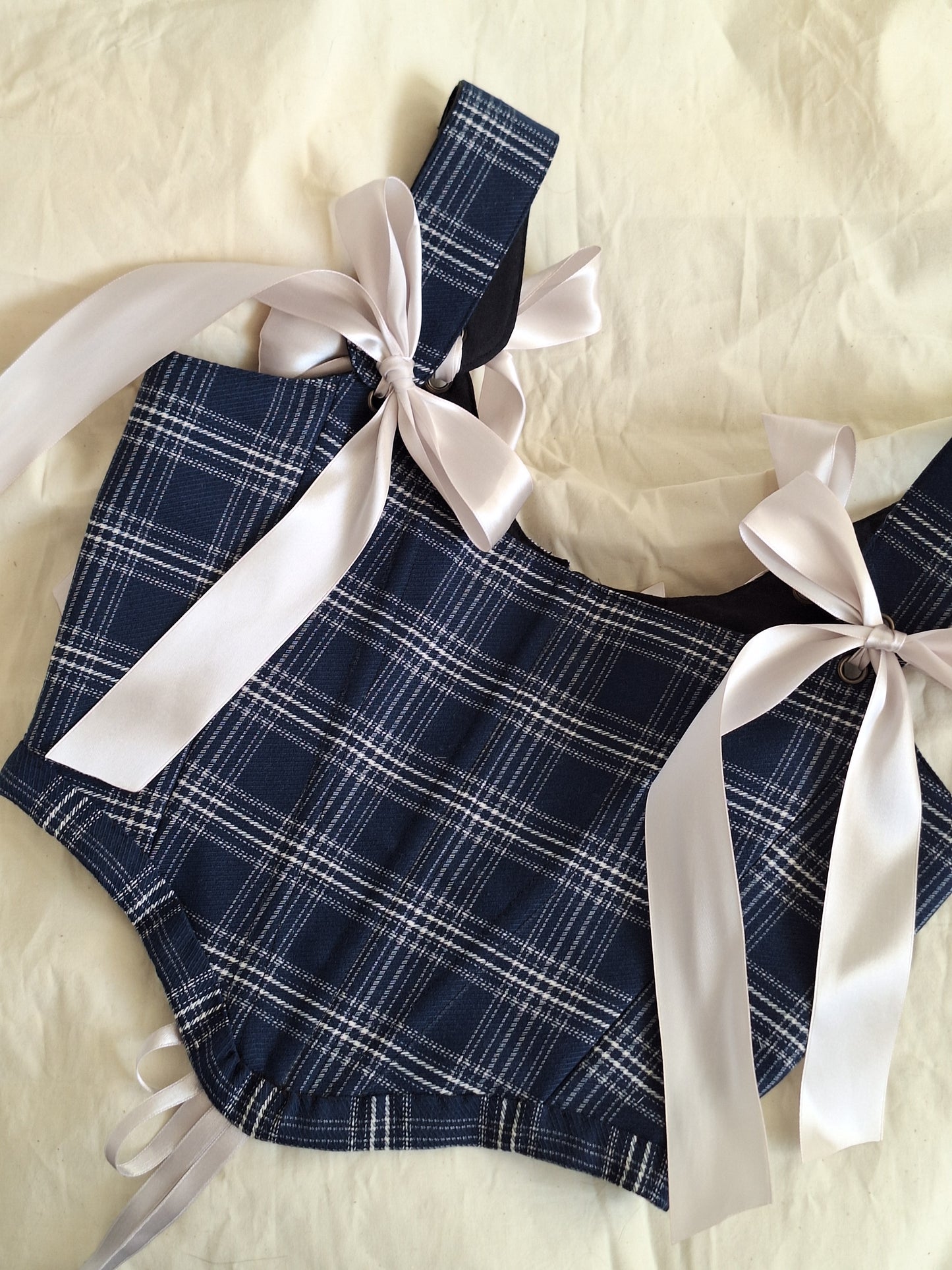 Gorset granatowy w kratę