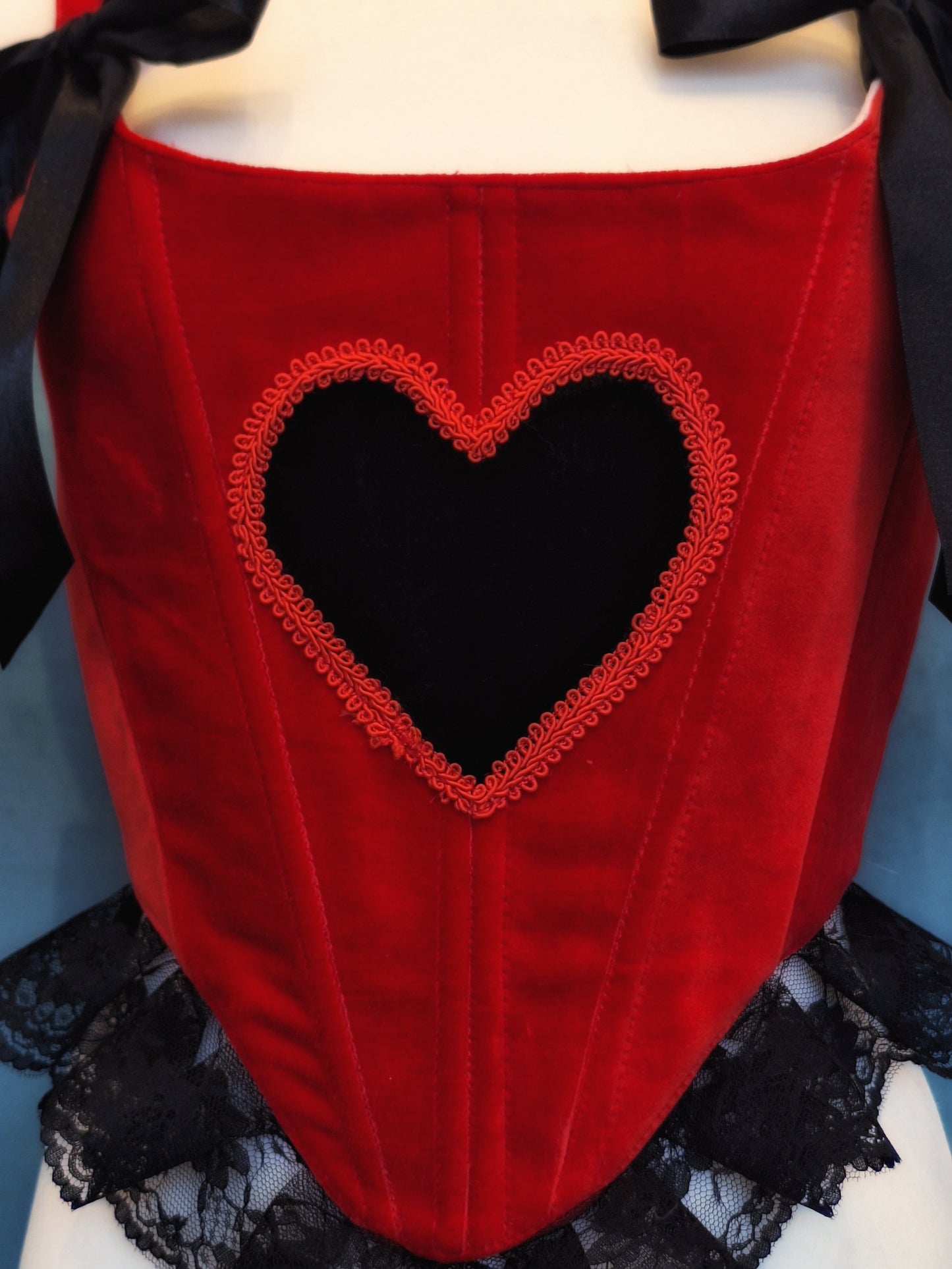 Gorset czerwony welurowy heart