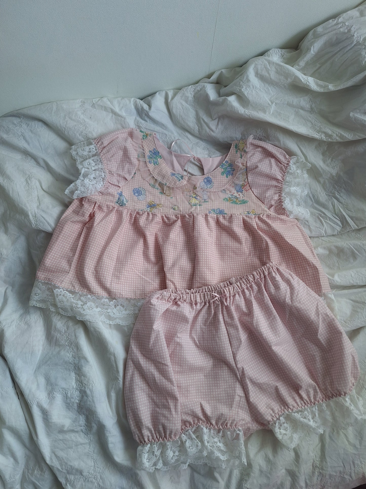 Set pink gingham XS-M