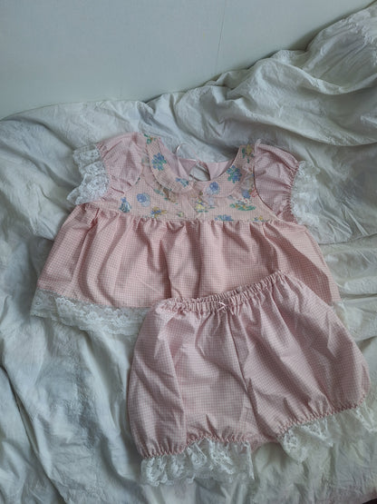 Set pink gingham XS-M