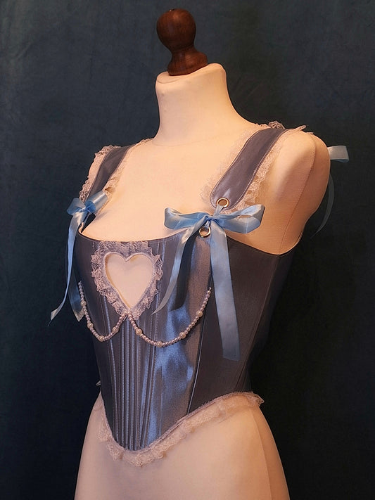 Gorset z wycięciem błękitny