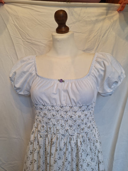 Sukienka milkmaid fioletowe kwiatki S/M