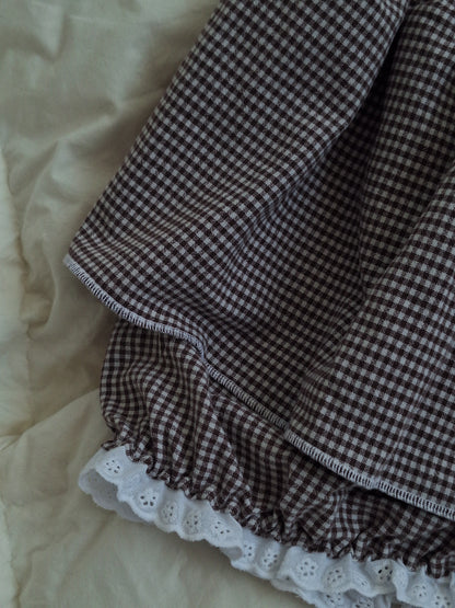 Bloomerso-spódniczka w kratkę brązowa S/M