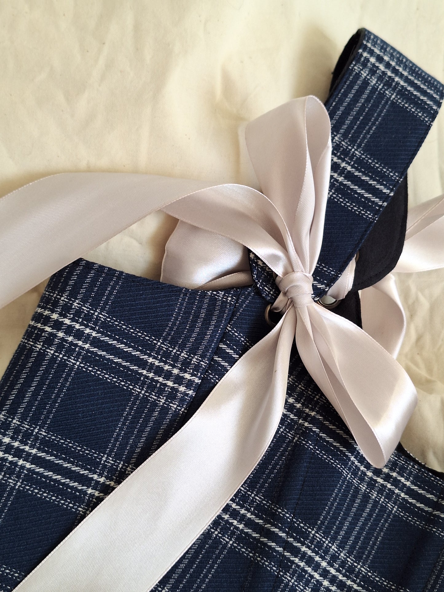 Gorset granatowy w kratę