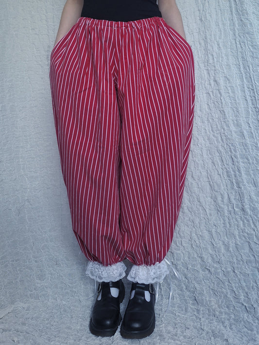 Szerokie spodnie w pasy red