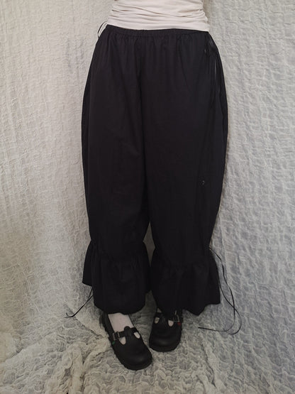 Szerokie spodnie z falbanami all black