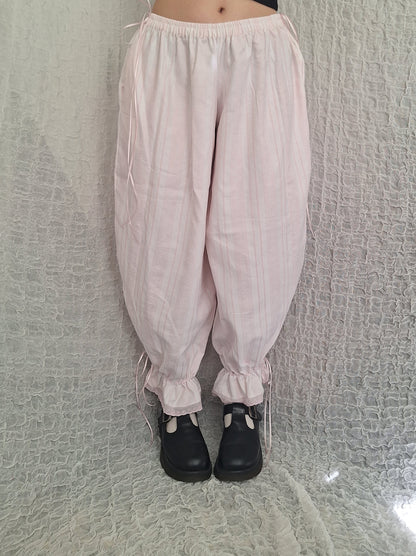 Szerokie spodnie pastel pink/white