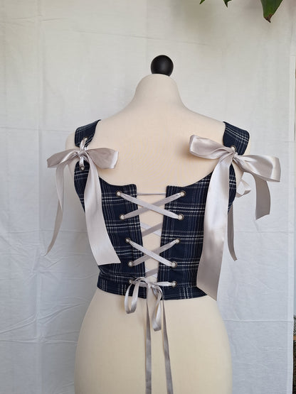 Gorset granatowy w kratę