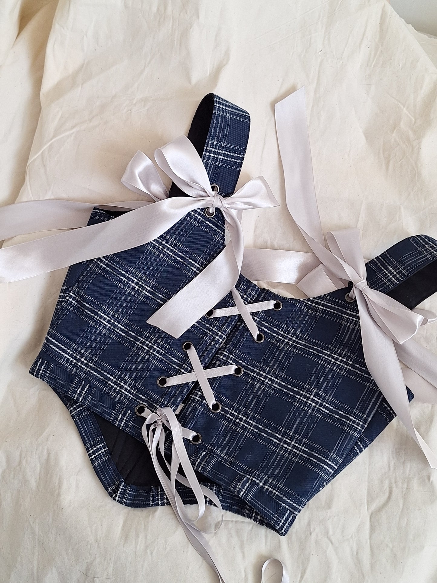 Gorset granatowy w kratę