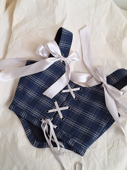 Gorset granatowy w kratę