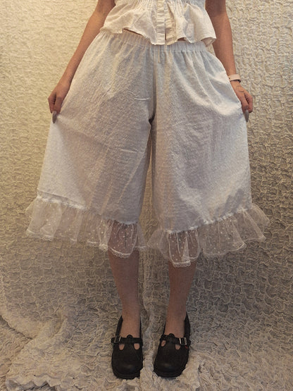 Szerokie spodnie z koronką ALL WHITE