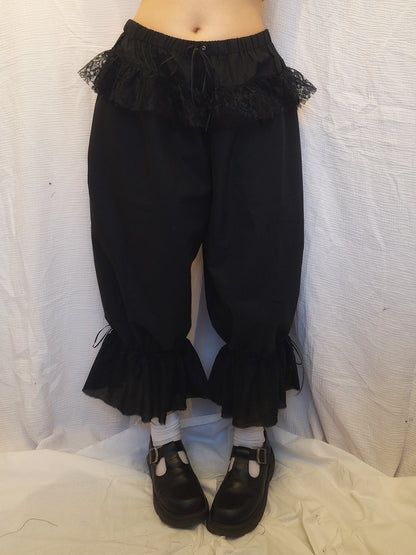 Spodnie szerokie z koronką ALL BLACK