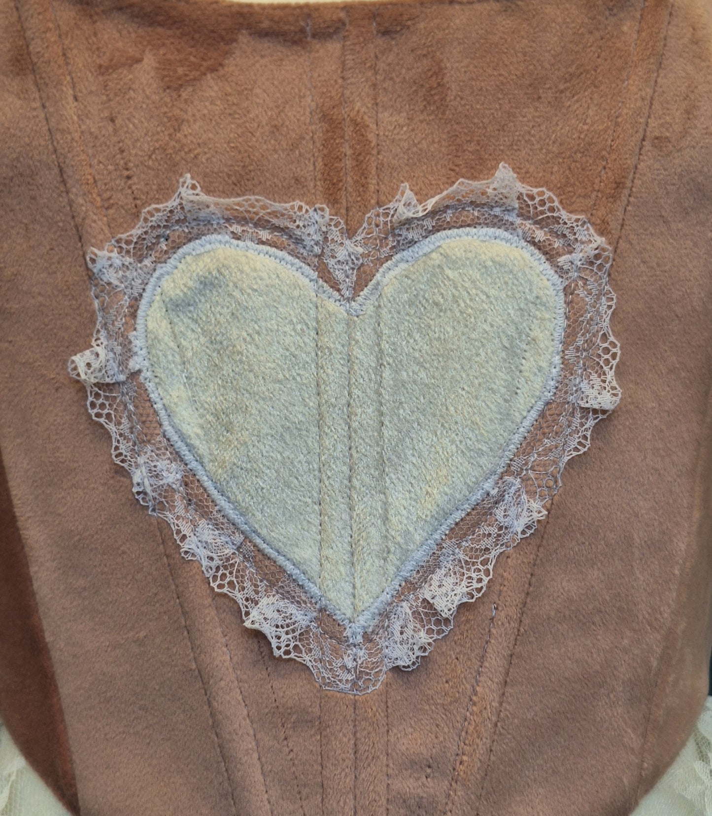 Gorset welurowy różowy heart