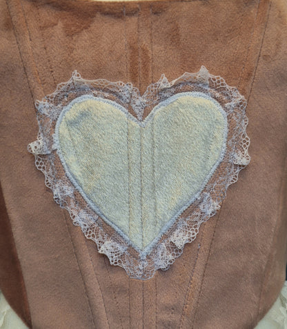 Gorset welurowy różowy heart