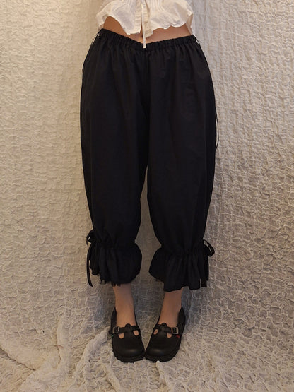 Szerokie spodnie z falbanami ALL BLACK