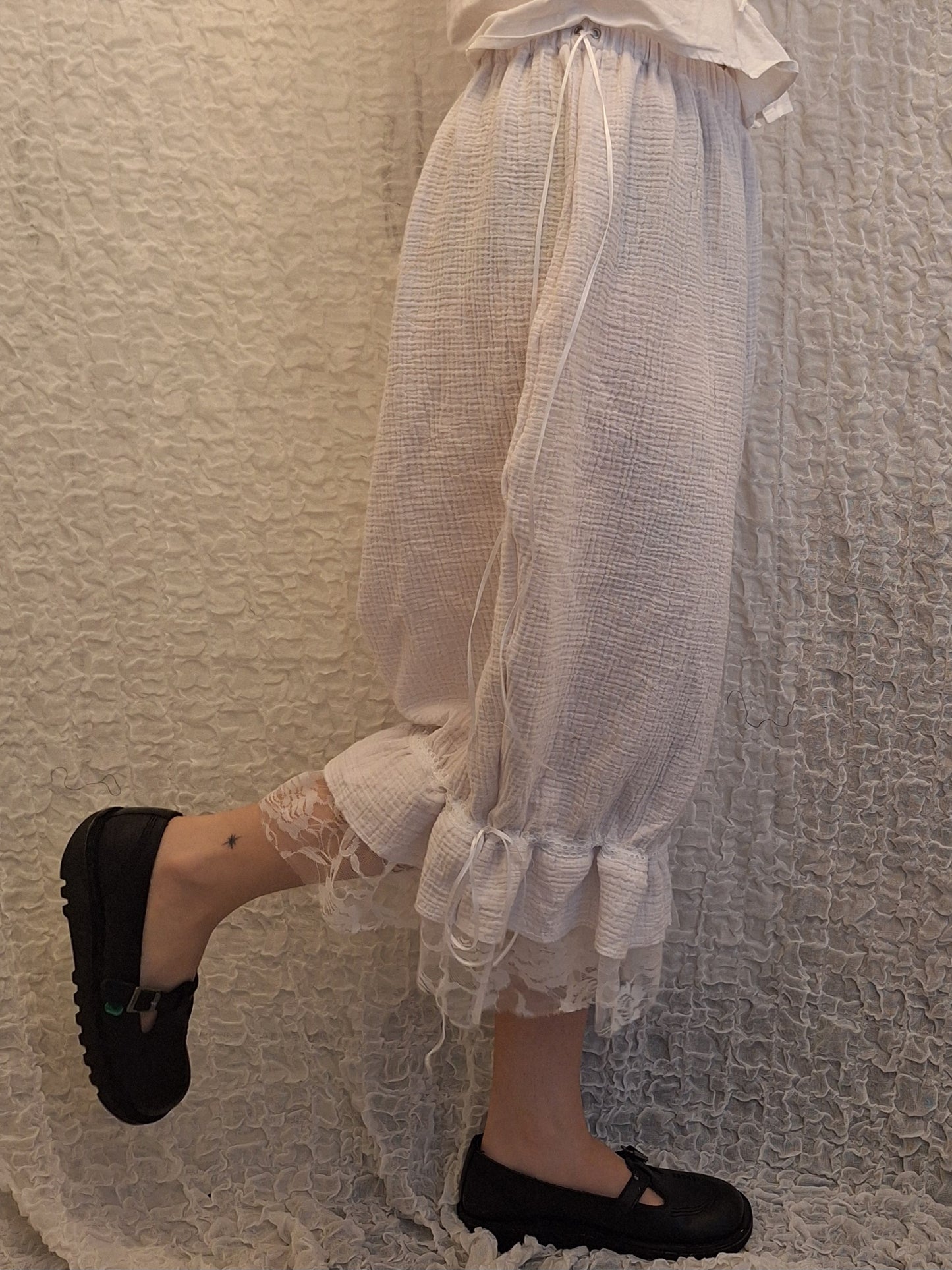 Szerokie spodnie PETAL WHITE