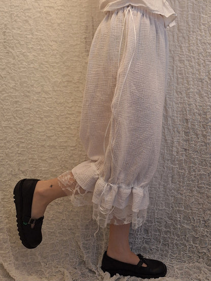 Szerokie spodnie PETAL WHITE